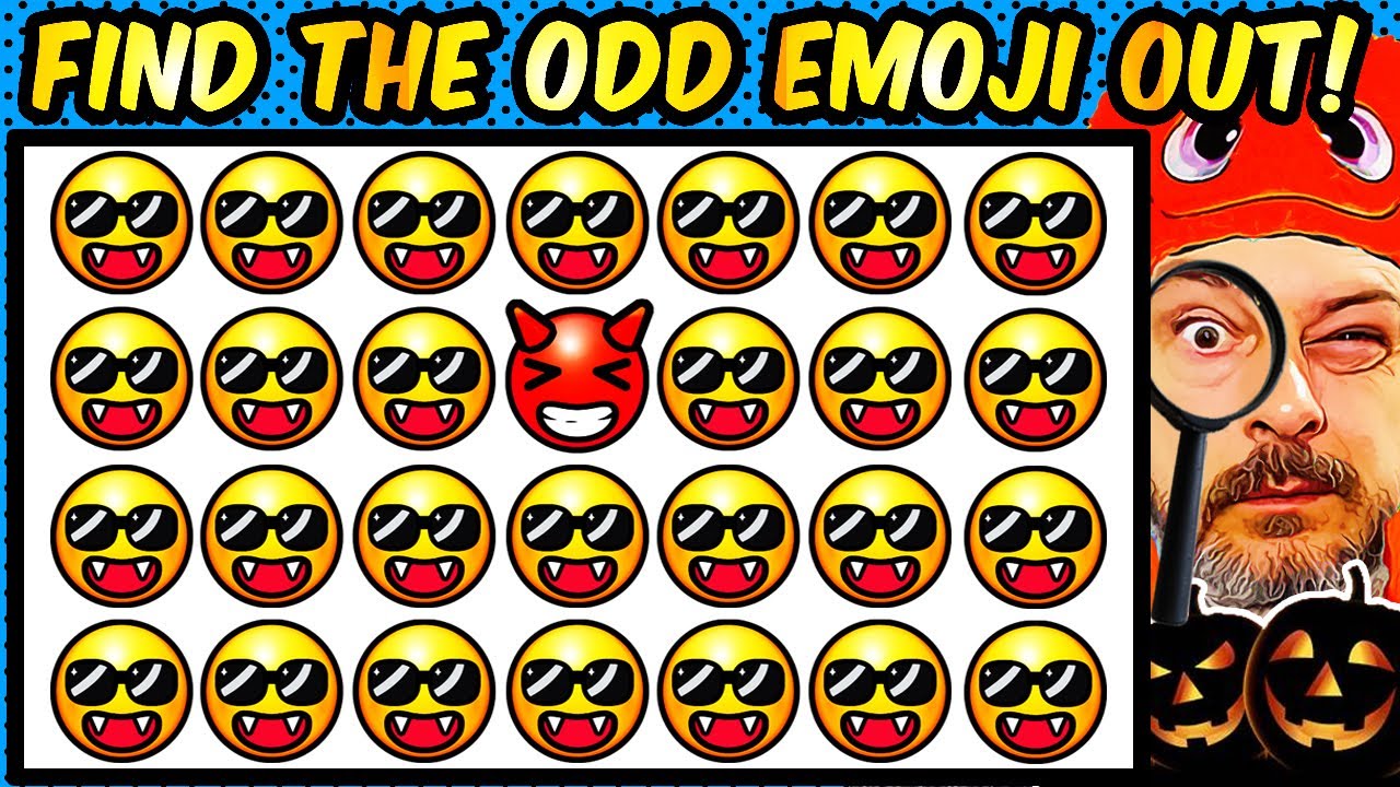 Halloween Brain Games Quiz : Find the Odd Emoji + Spot the Difference Puzzles | Halloween Activities