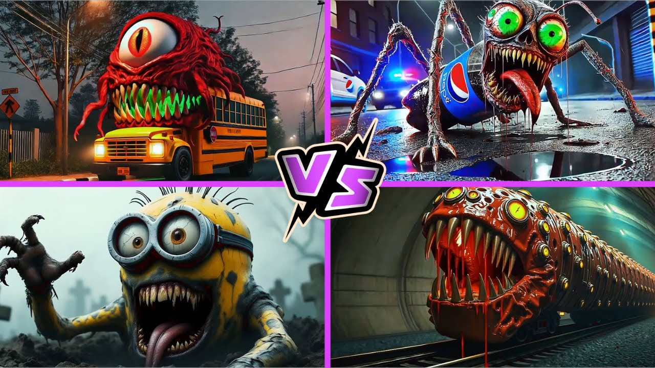 School Bus Monster 🆚 Pepsi HEAD EATER 🆚 Minion Zombie 🆚 TRAIN EATER 🎶 Tiles Hop EDM Rush