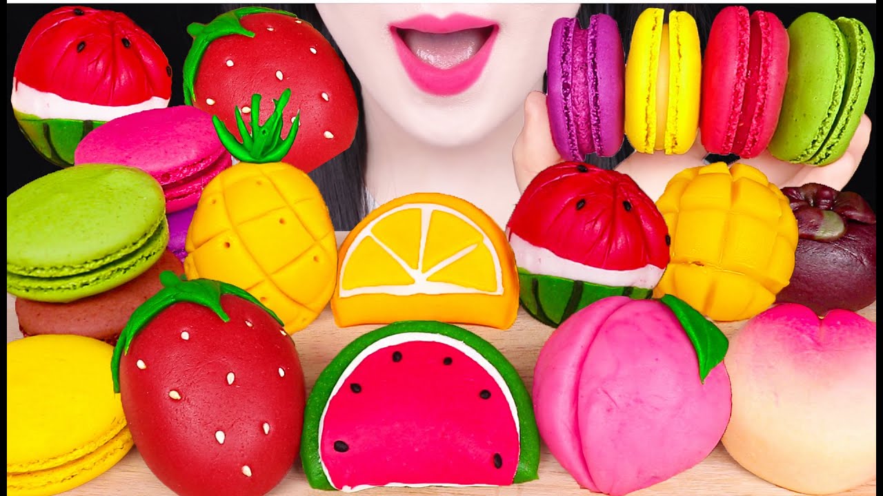 ASMR HOMEMADE RICE CAKES *STRAWBERRY, WATERMELON, PEACH, ORANGE, MANGO 직접 만든 과일 화과자 먹방 JANE ASMR 제인