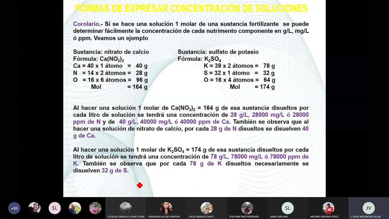 17. Concentración de soluciones e interpretación de análisis de agua