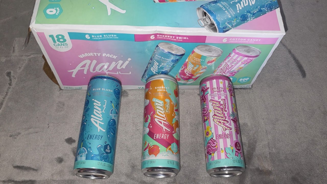 Costco Sale Item Review Alani Nu Blue Slush Sherbet Swirl and Cotton Candy Flavor Taste Test