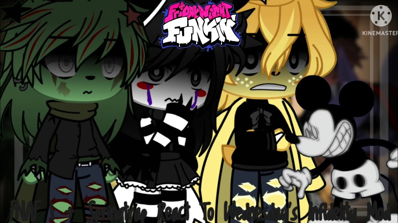 FNAF 1 + Marionette & Springtrap React To FNF Wednesday's Infidelity Mod || Gacha Club