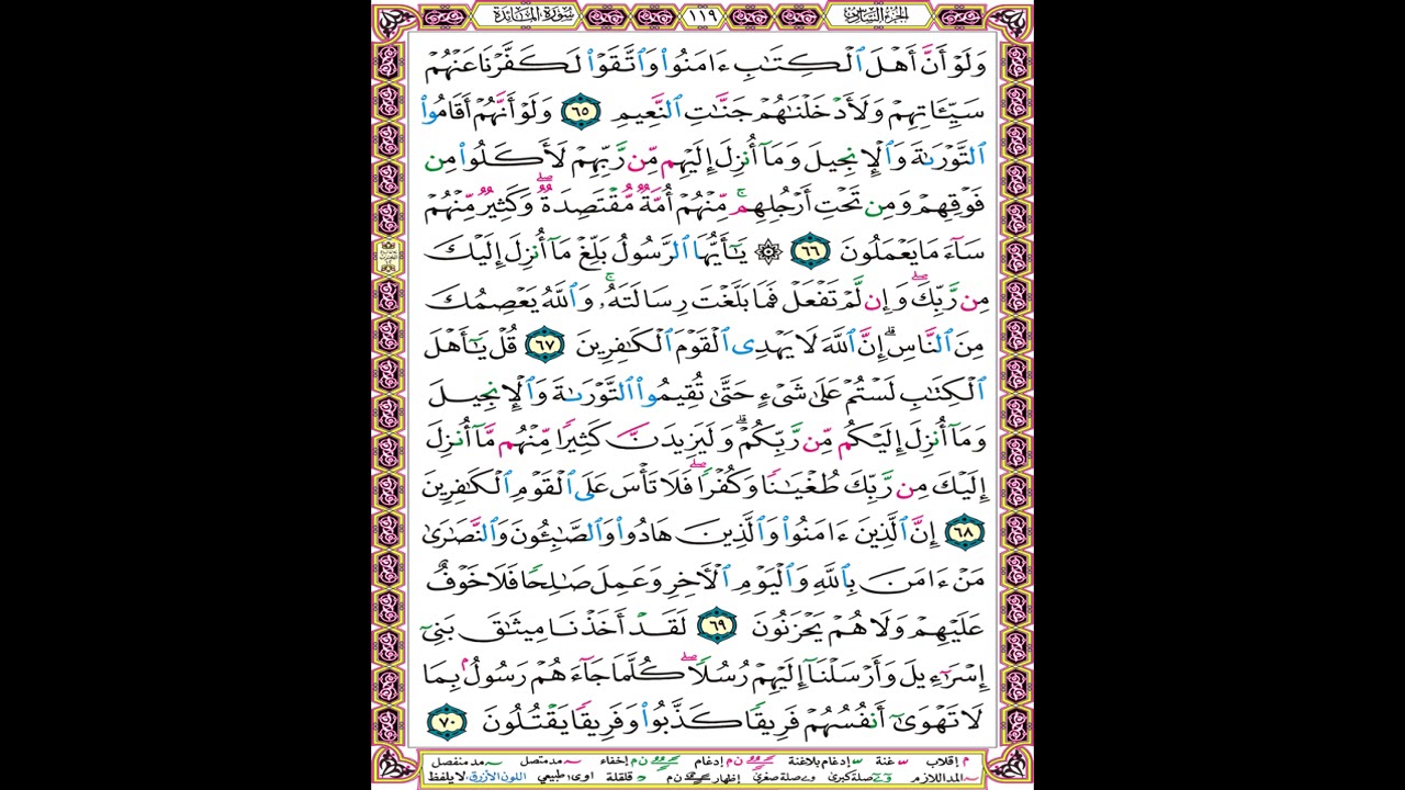 صفحة 119 من المصحف المعلم المرئي المسموع بصوت الشيخ محمود الحصري