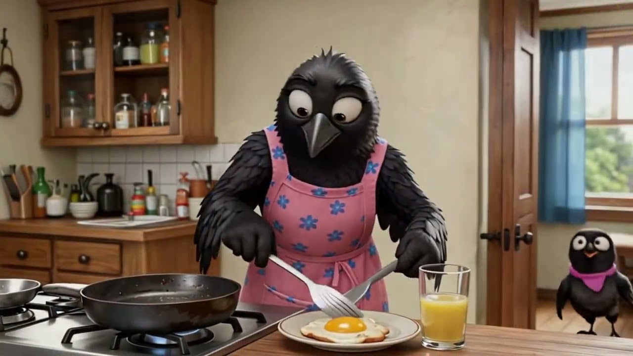 Crow Families Breakfast Time