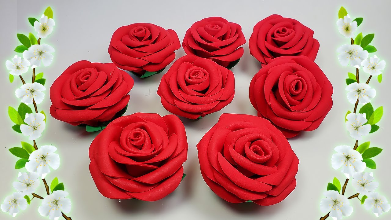 ✨ Como hacer ROSAS DE FOAMI con MOLDE GRATIS ✨DÍA DE LA MADRE 🌹 Foami flowers with free templates