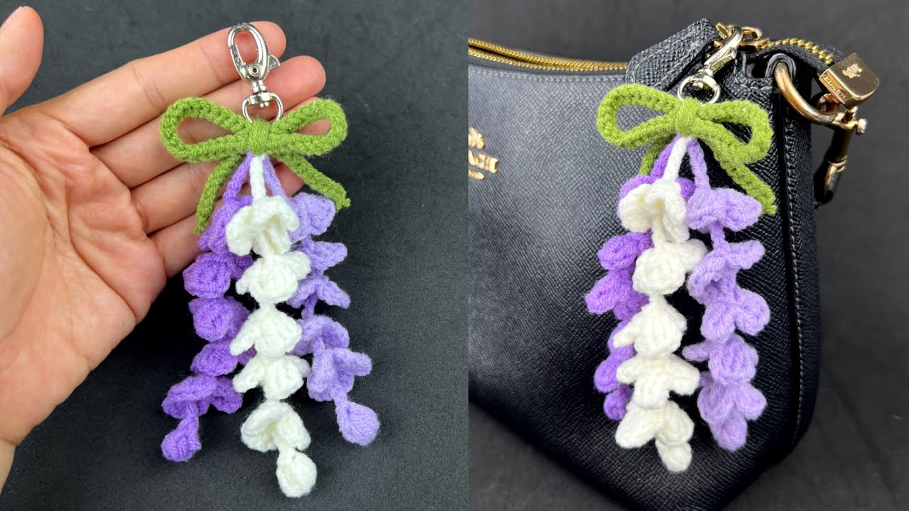 Crochet Flower Keychain.ถักพวงกุญแจดอกไม้