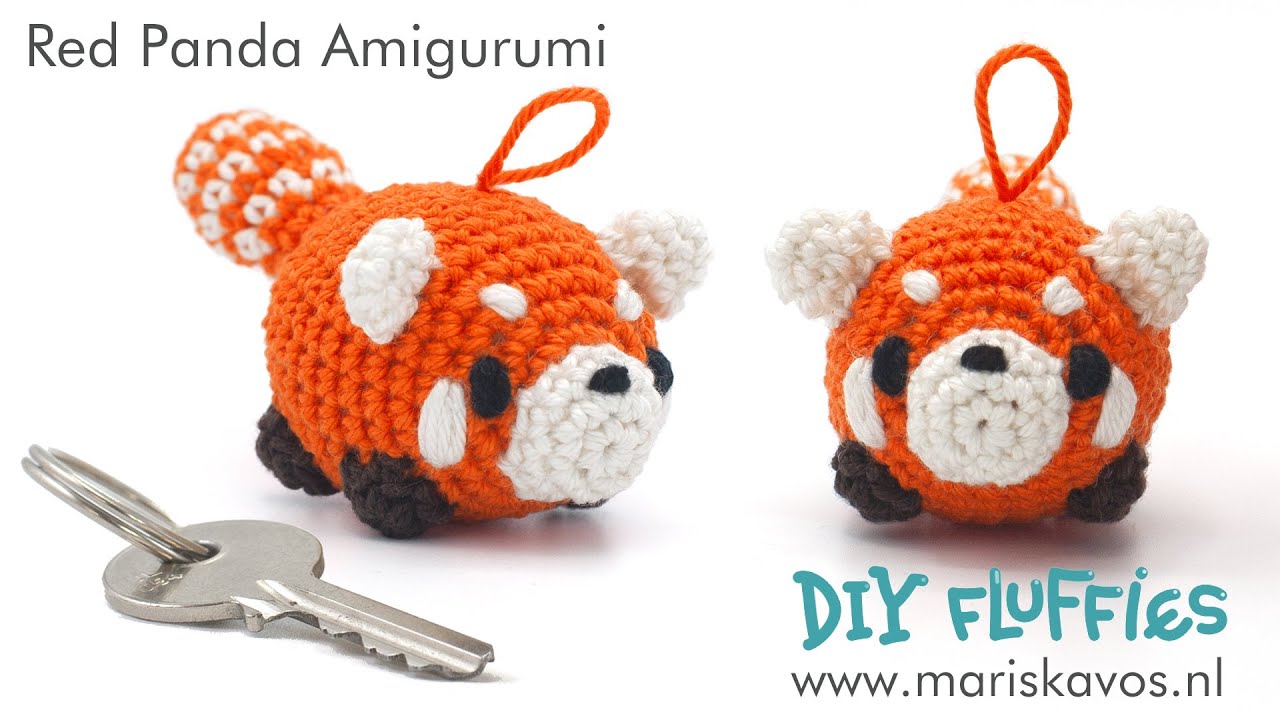 Red Panda Amigurumi Keychain crochet tutorial - English