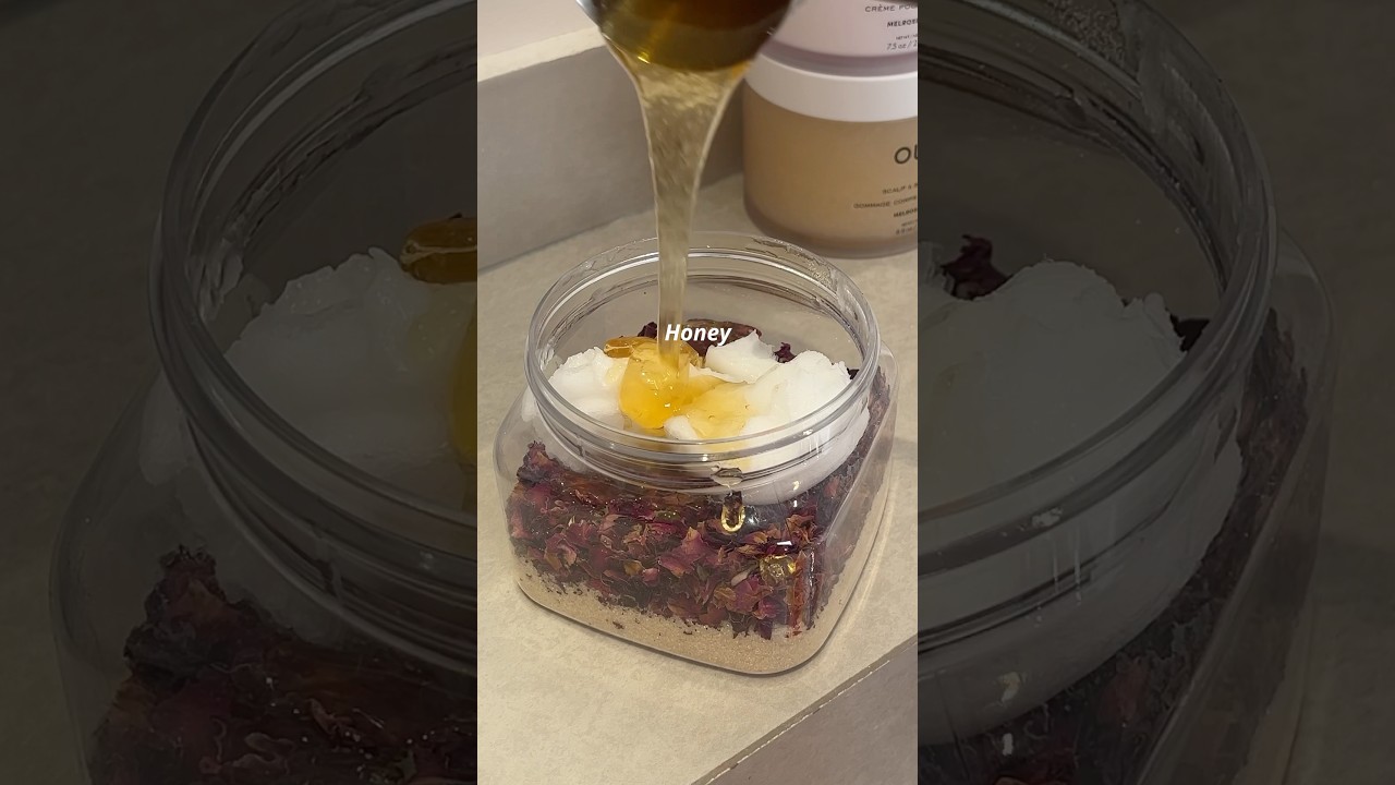 DIY rose honey body scrub🌹 #diy #bodyscrub #asmr #bodycare #rose #satisfying #fyp #shorts #selfcare