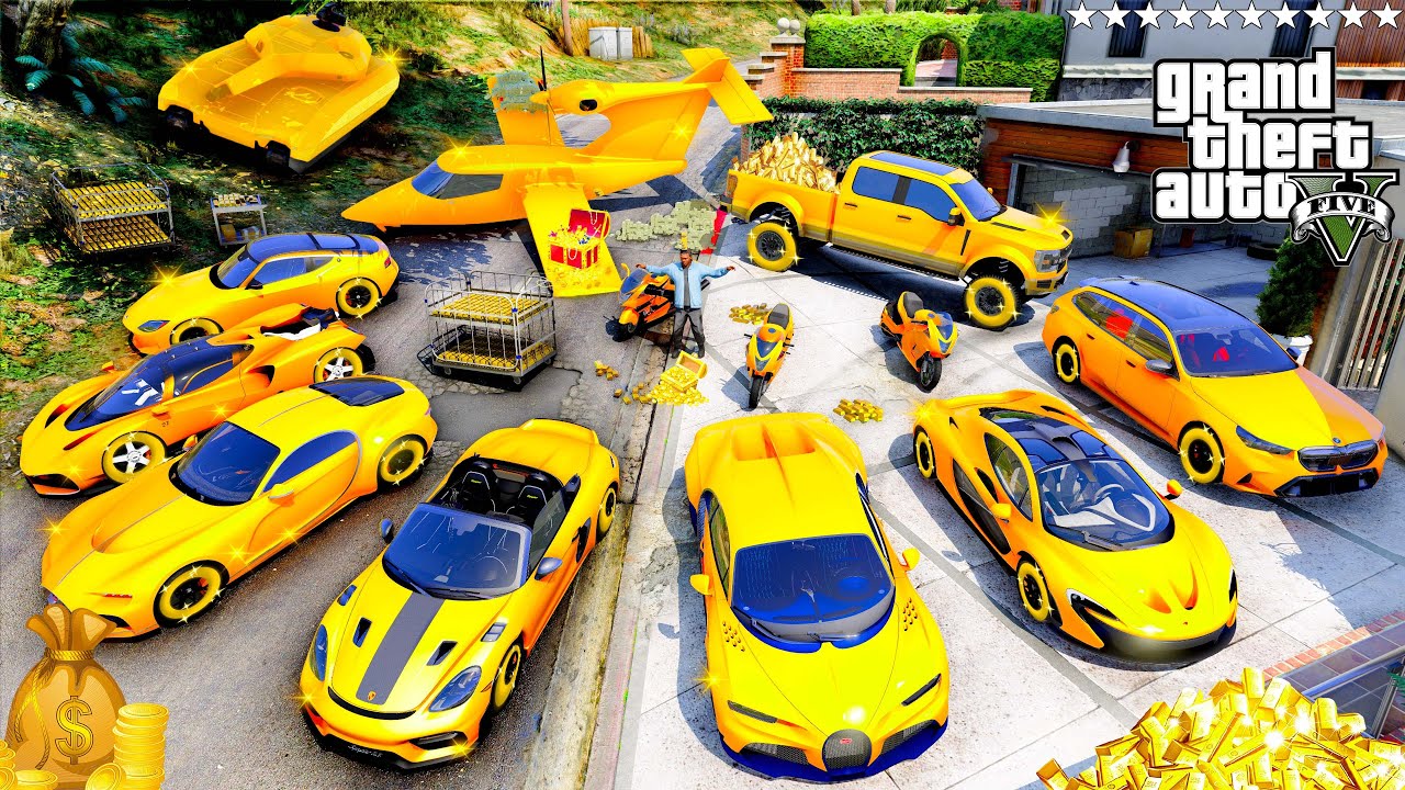 GTA 5 - Stealing GOLD VEHICLES With Franklin! | (Real Life Cars #298)
