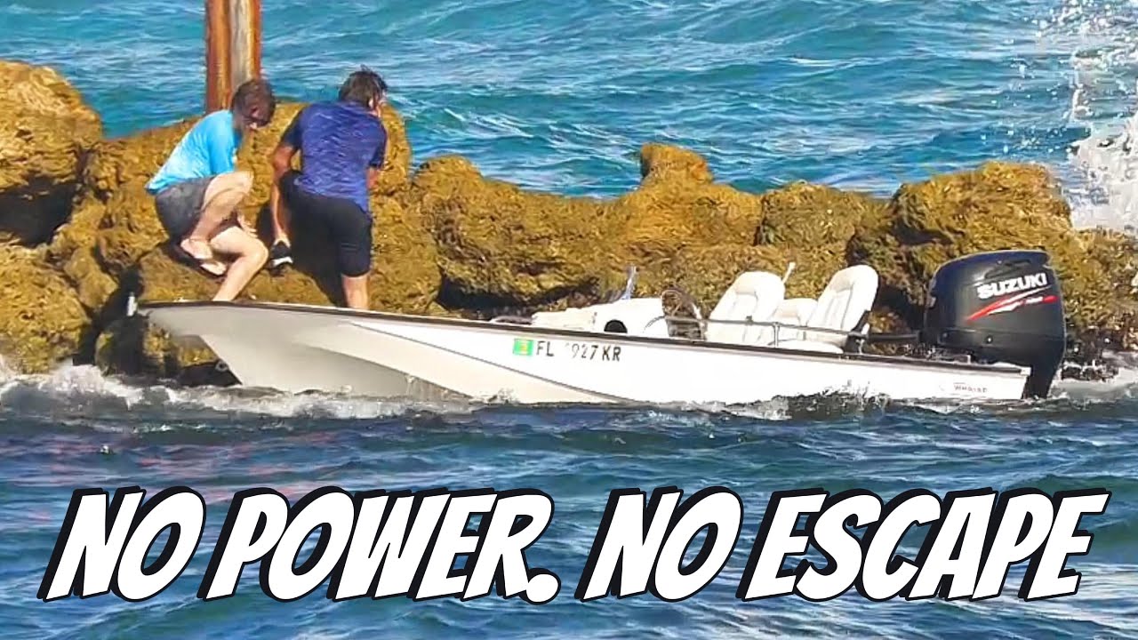 Boston Whaler Loses Control at the Inlet — Engine Dies and Drifts Toward the Rocks