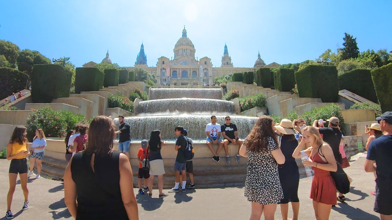 Walking Barcelona’s Magic Fountain & Olympic Stadium to Montjuïc Funicular - Catalonia, Spain