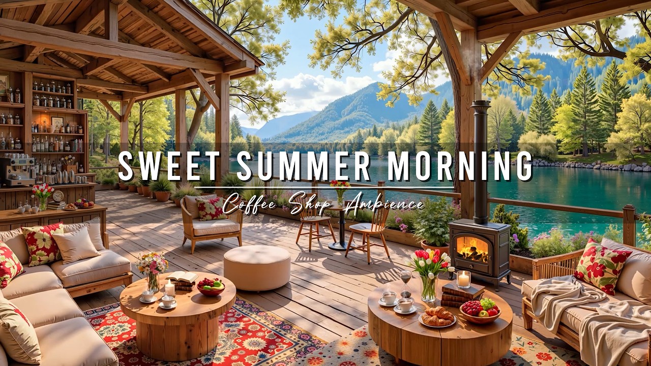 Sweet Summer Morning Jazz for Relax, Work ☀️ Outdoor Coffee Shop Ambience ~ Smooth Piano Jazz Music