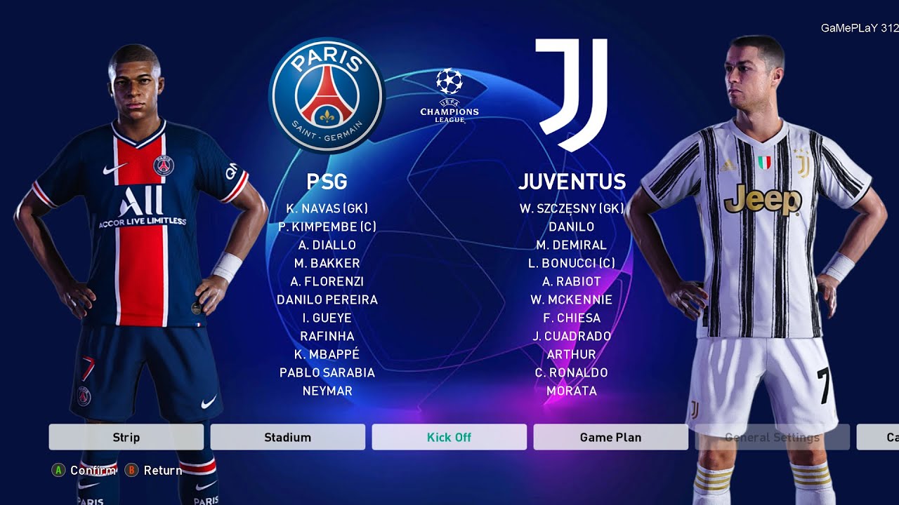 PES 2021 — ПСЖ против Ювентуса — Лига чемпионов УЕФА ЛЧ — Игровой процесс на ПК — К. Роналду прот...
