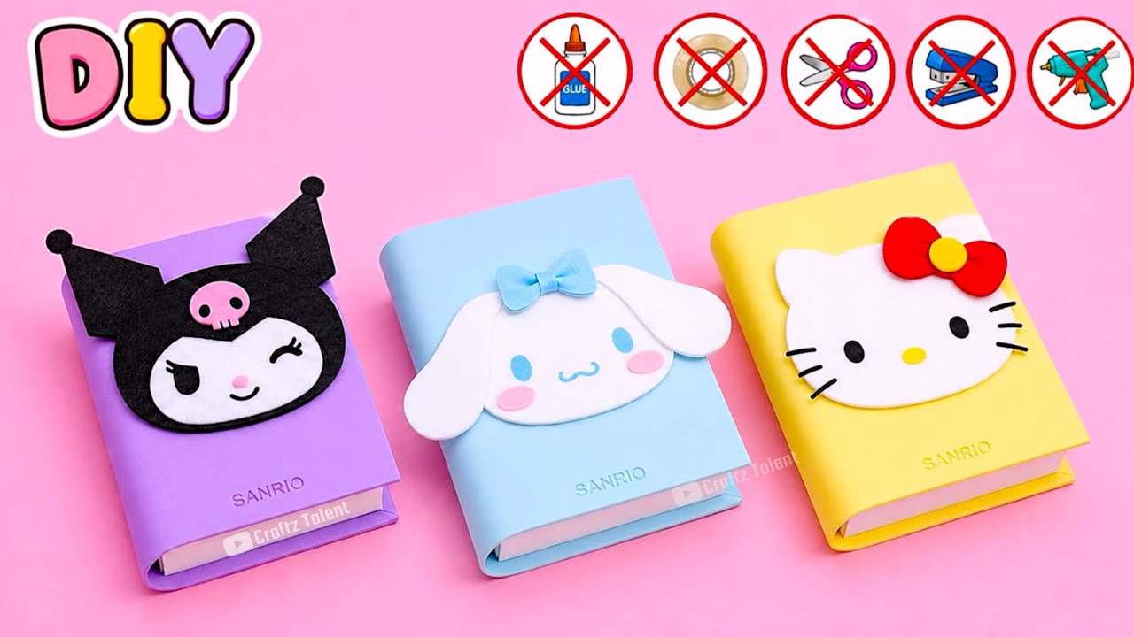 How to make Sanrio Notebook No glue/ Paper craft/ Easy craft idea/ DIY school project/ art and craft