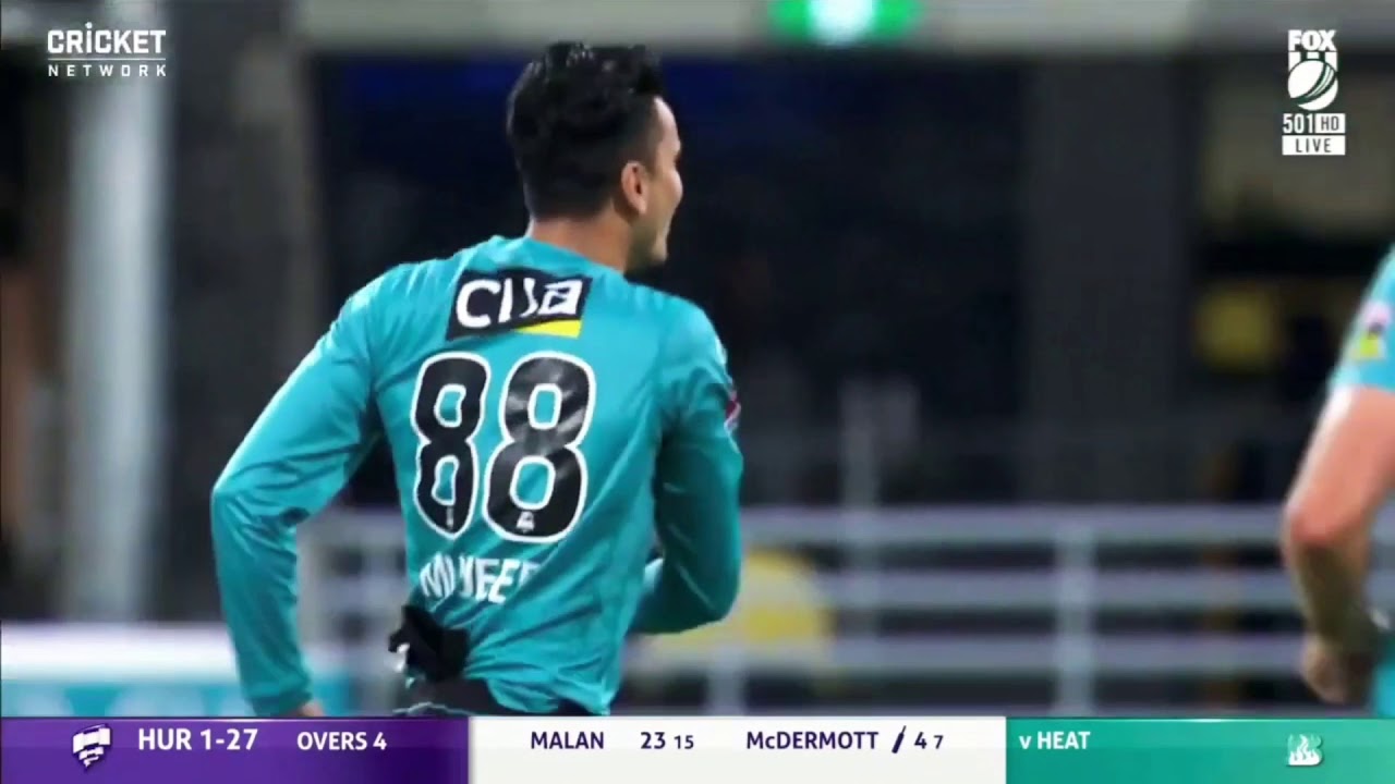 Mujeeb ur Rehman 5/15 wickets in Bbl (big bash league) Hatrick record  مجیب الرحمان بیگ باش ۵ ویکت