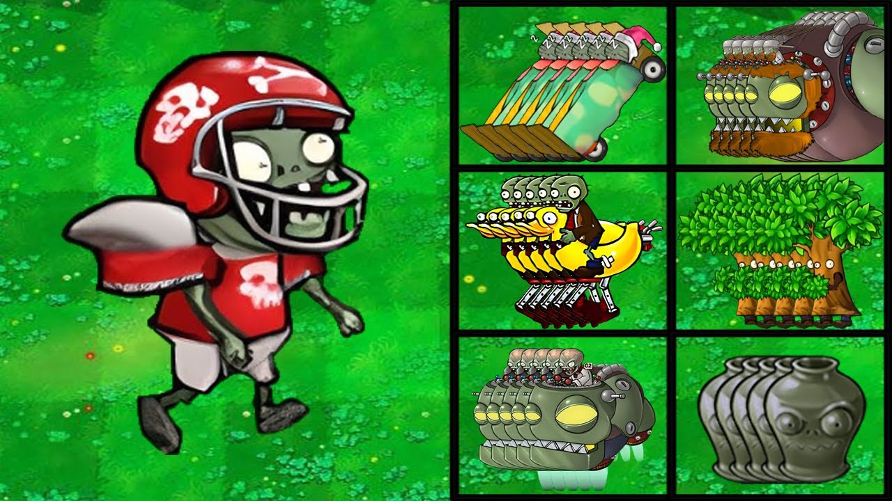 PVZ 1 Hybrid Challenge - 10 Football Imp Hypno Vs 3 Zombies Vases + Extra - Who Will Win?