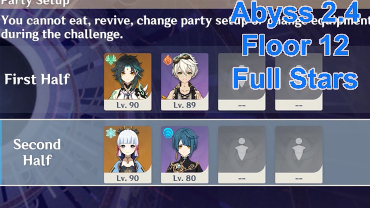 Duo Xiao C0 & Ayaka C0 Spiral Abyss 2.4 Floor 12 Full Stars Genshin Impact