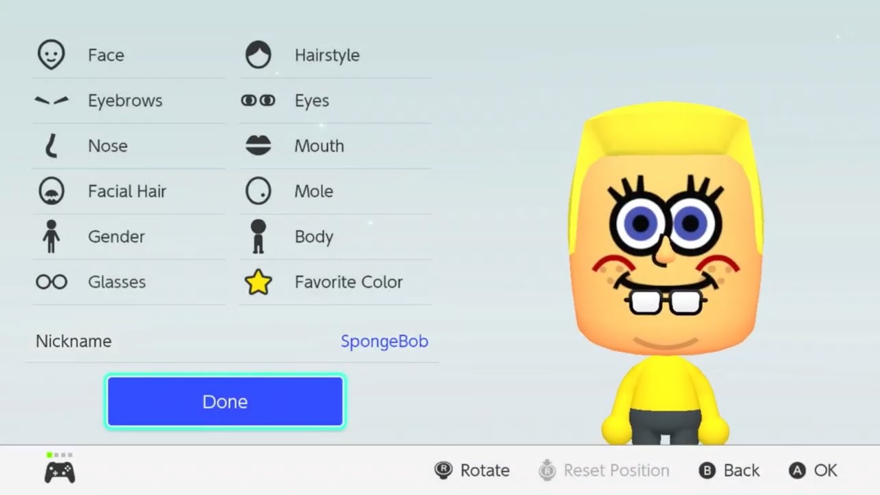 How to make a SpongeBob SquarePants mii
