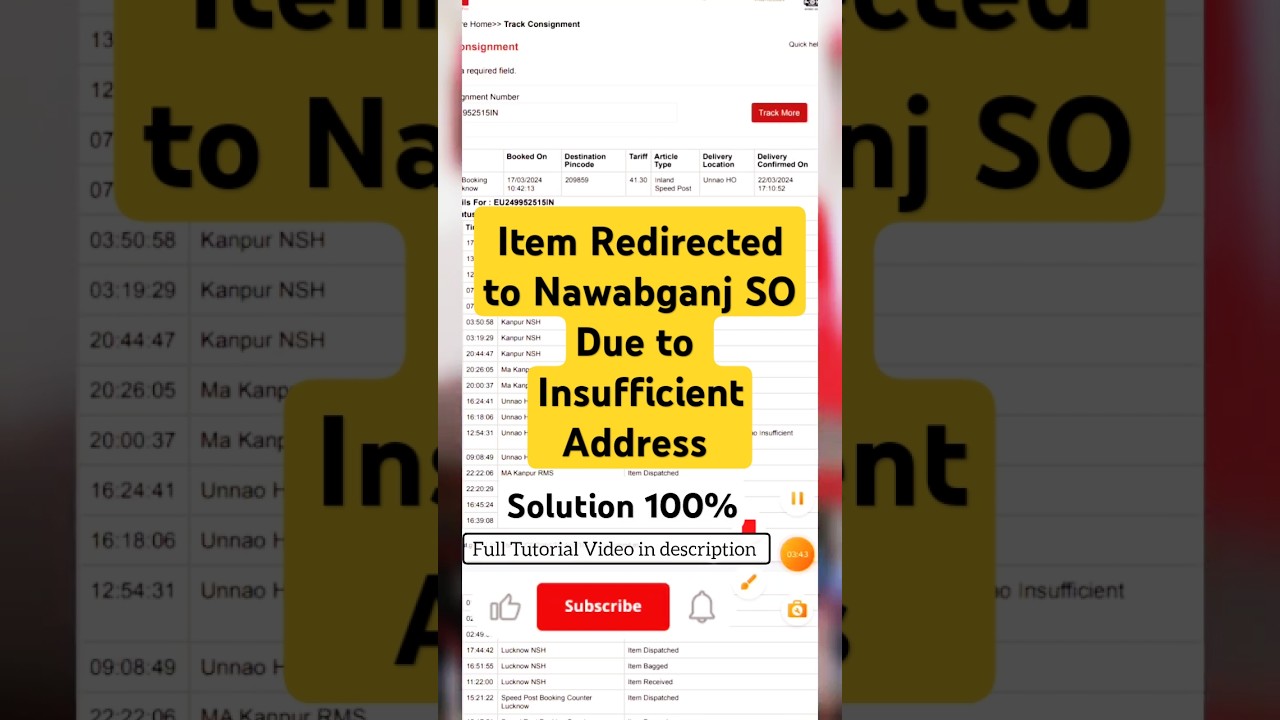 India speed post item redirected insufficient address Meaning Full explain in Hindi | solution