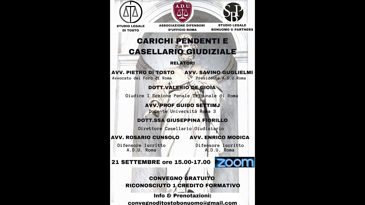 CARICHI PENDENTI E CASELLARIO GIUDIZIALE  Avv. Rosario Cunsolo