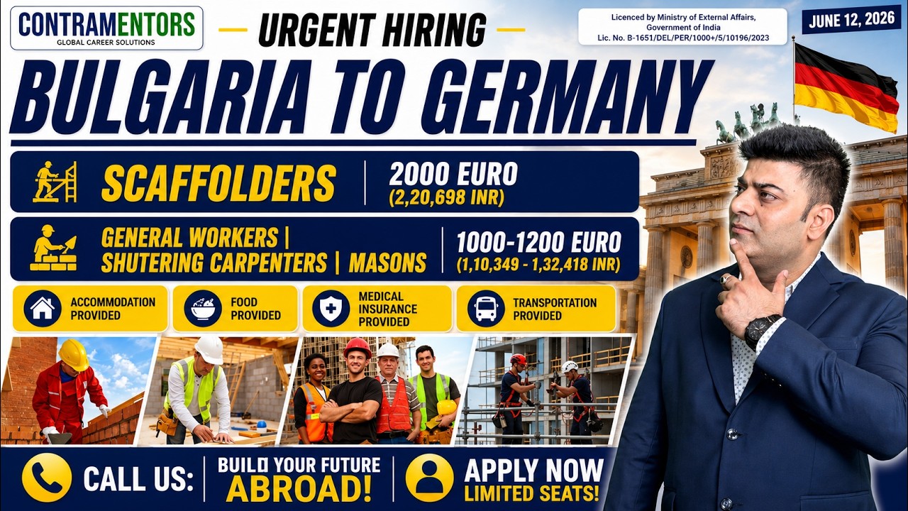 Urgent Hiring! Bulgaria to Germany Construction Jobs 2026 | Salary Up to ₹2.2 Lakh/Month