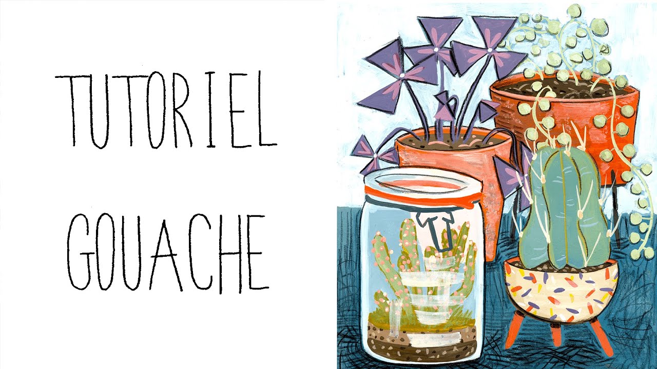 Je teste le tutoriel gouache de Rebecca Green et j'apprend un tas de trucs.