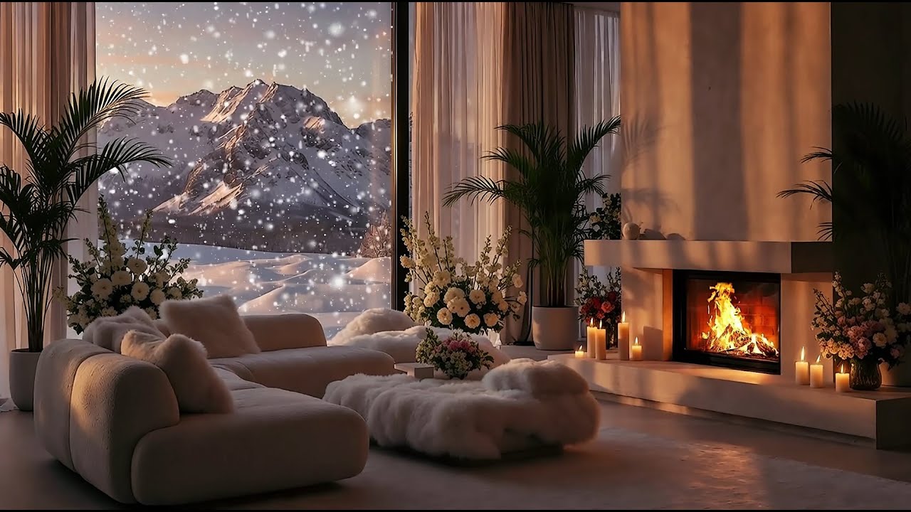 🔥 Soft Fireplace Crackles & Piano Music | Warm Winter Relaxation for Sleep, Study & Calm (Cozy 4K)