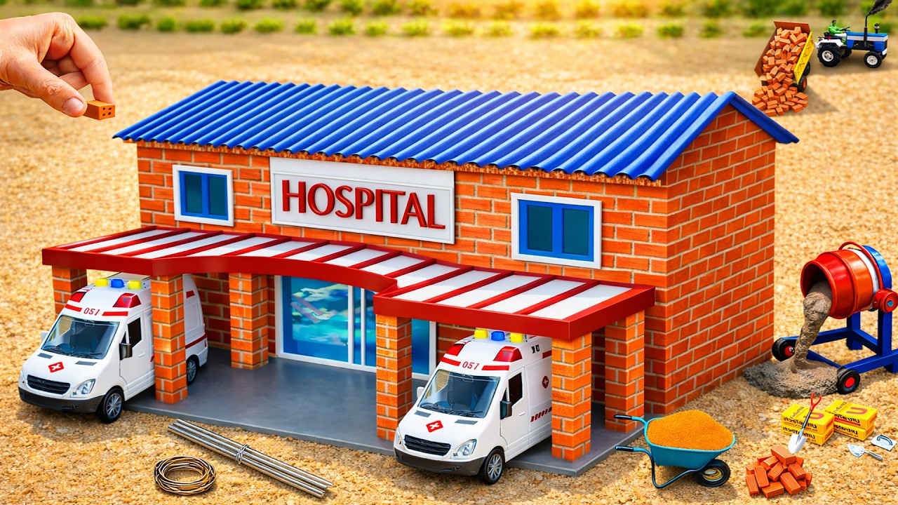DIY Construction Science Project - How to Make Modern Fireproof Hospital & 2-Story Garage with Brick