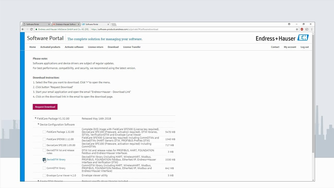 FieldCare SFE500 − DTM Download, Installation and Catalog Update