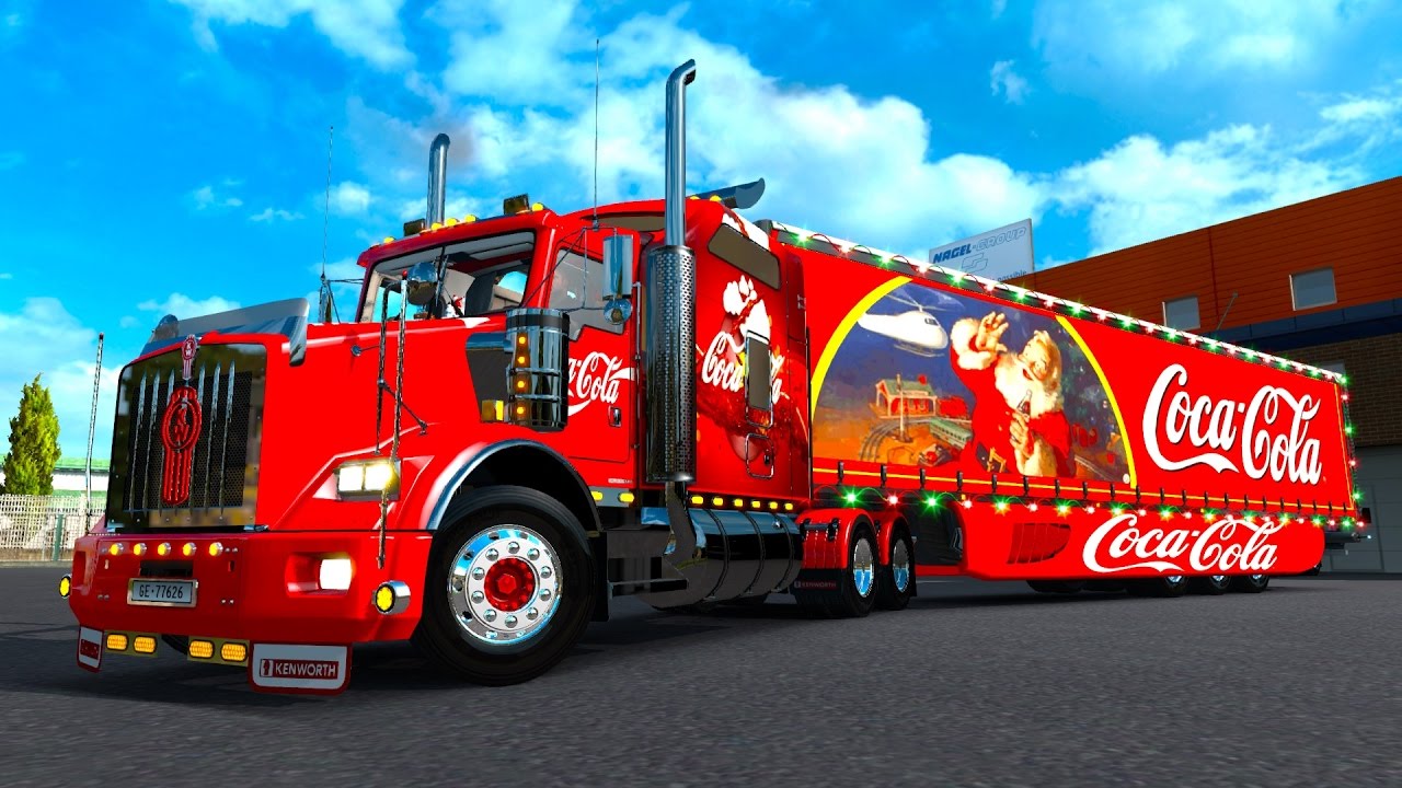 Especial navide&ntilde;o! Kenworth T800 de Coca Cola! Trailer con luces y nieve! Euro Truck Simulator 2