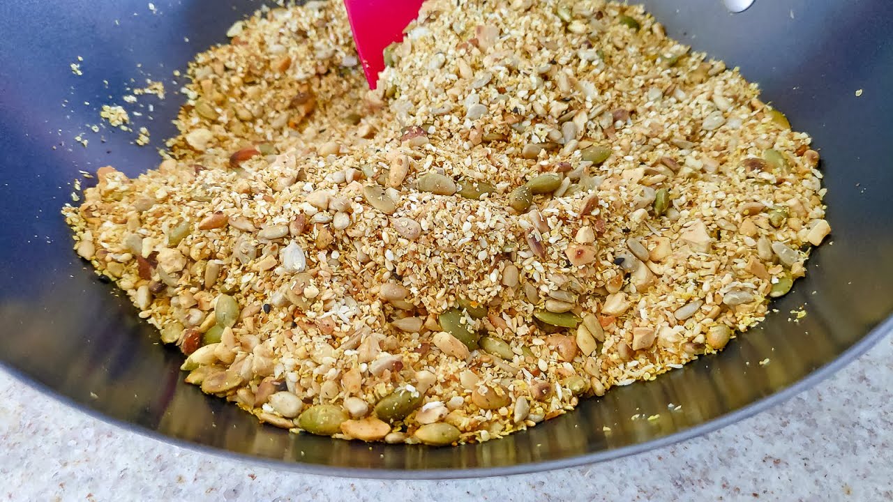 COMO FAZER GRANOLA SALGADA NA FRIGIDEIRA (LOW CARB) | Elen Silva