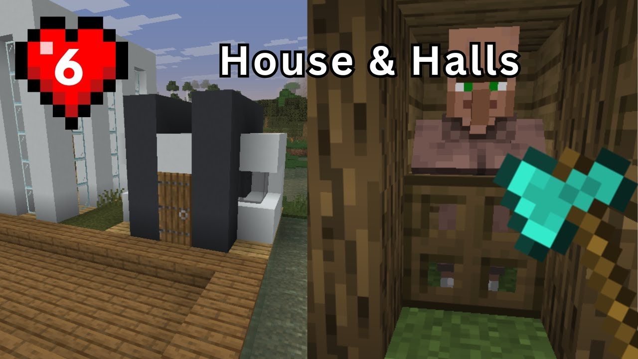 Day 6 Minecraft Survival Singleplayer: House & Halls