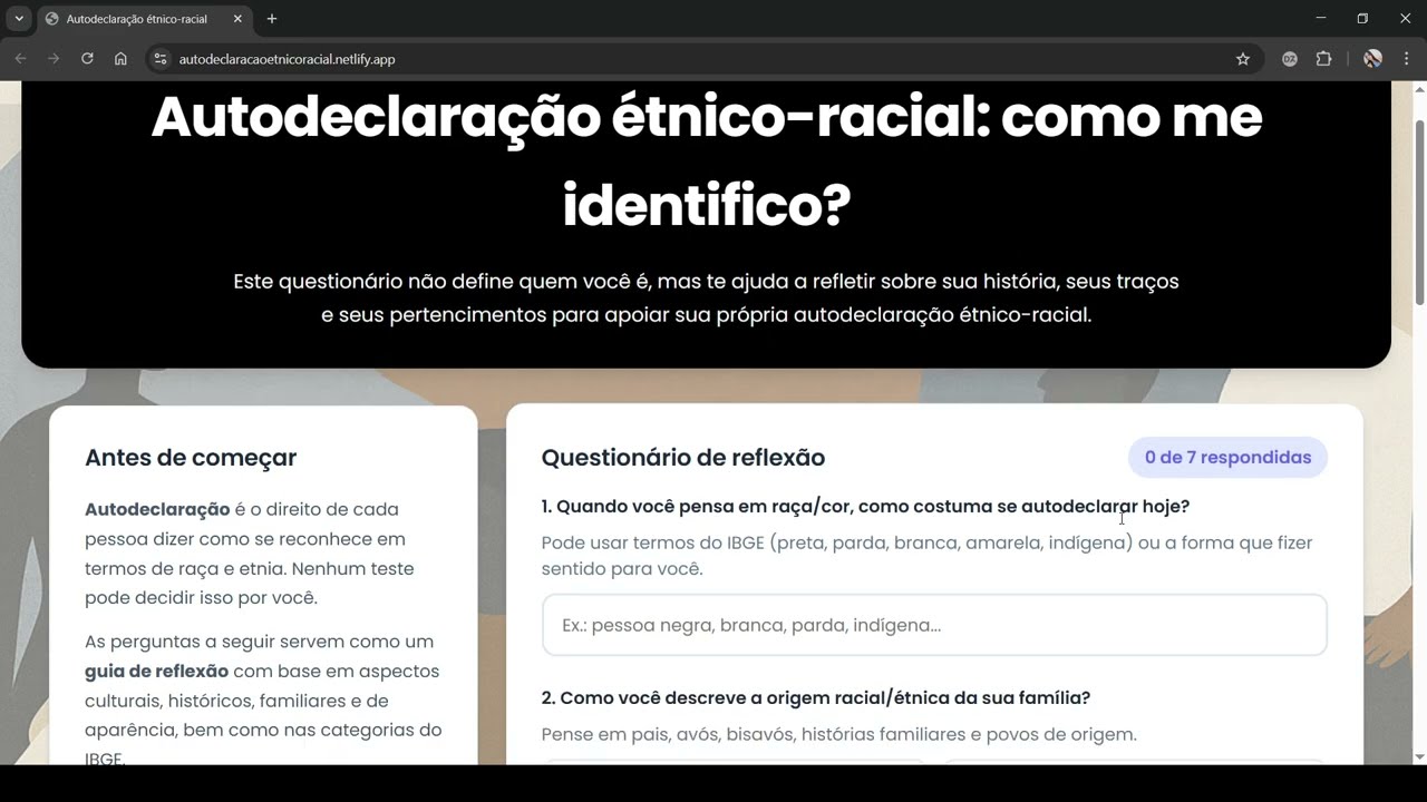 Formulário de Autodeclaração étnico-racial: como me identifico?