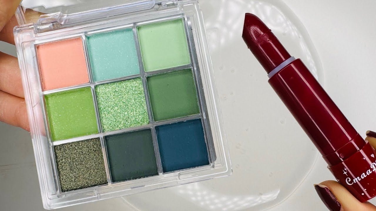 ASMR Makeup Slime! Coloring Slime with Red♥️ Lipstick 💄 & Green💚 Eyeshadow! Satisfying! Christmas