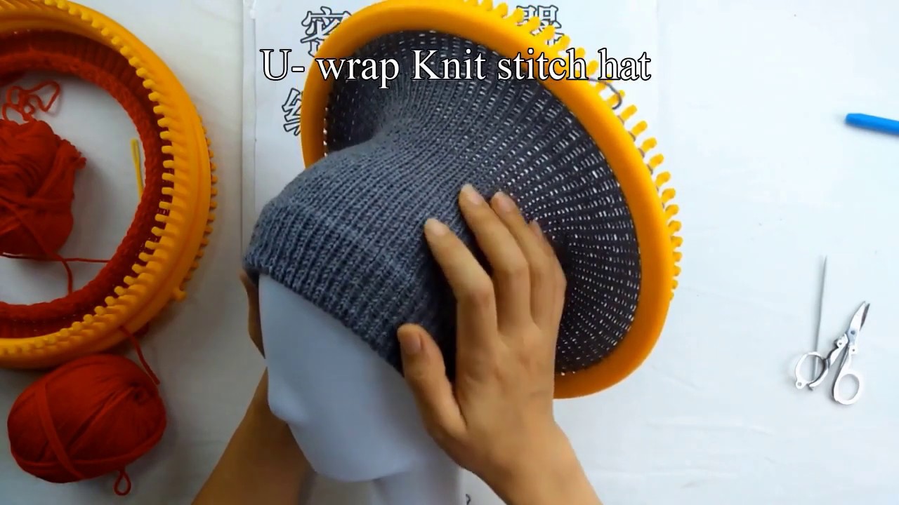 (English Subtitles) U Knit Stitch hat on round loom (tight stitch) New Design Knitting Looms Pattern