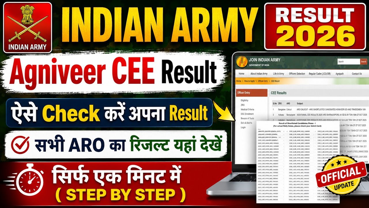 Indian Army Agniveer CEE Result 2026 How to Check | Indian Army Result Kaise Check Kare 2026 |