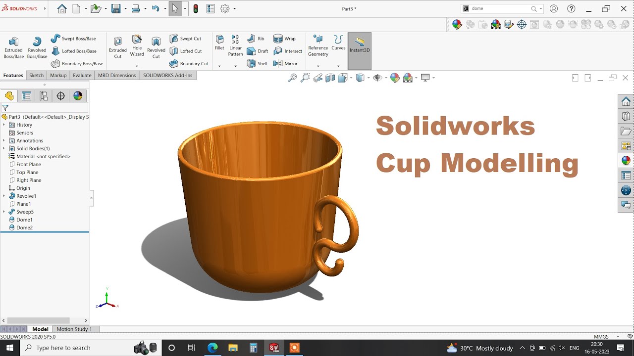 Mug design in solidworks | Solidworks Modeling