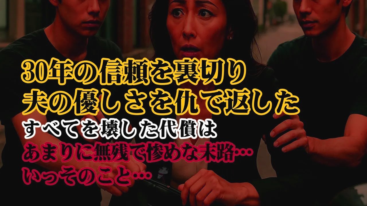 【離婚】30年の信頼を裏切り夫の優しさを仇で返してたろくでなしの私…若い男に溺れすべてを壊した代償はあまりに無残で惨めな末路…いっそのこと…私に残されたのは…【シタ妻】