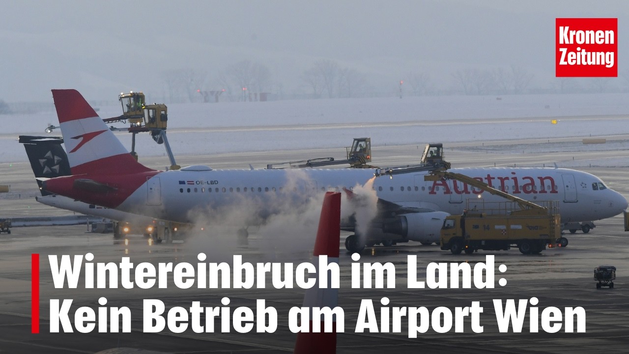 Wintereinbruch im Land: Kein Betrieb am Airport Wien | krone.tv NEWS