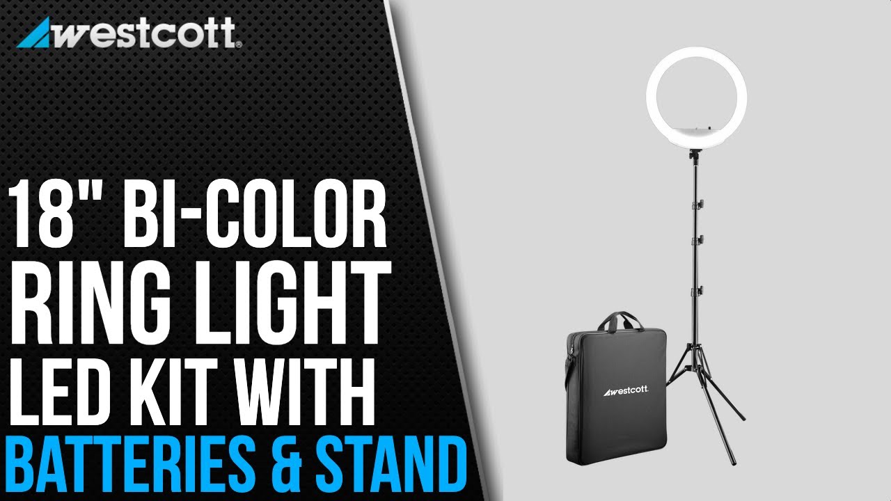 18&rdquo; Bi-Color LED Ring Light Kit with Batteries and Stand