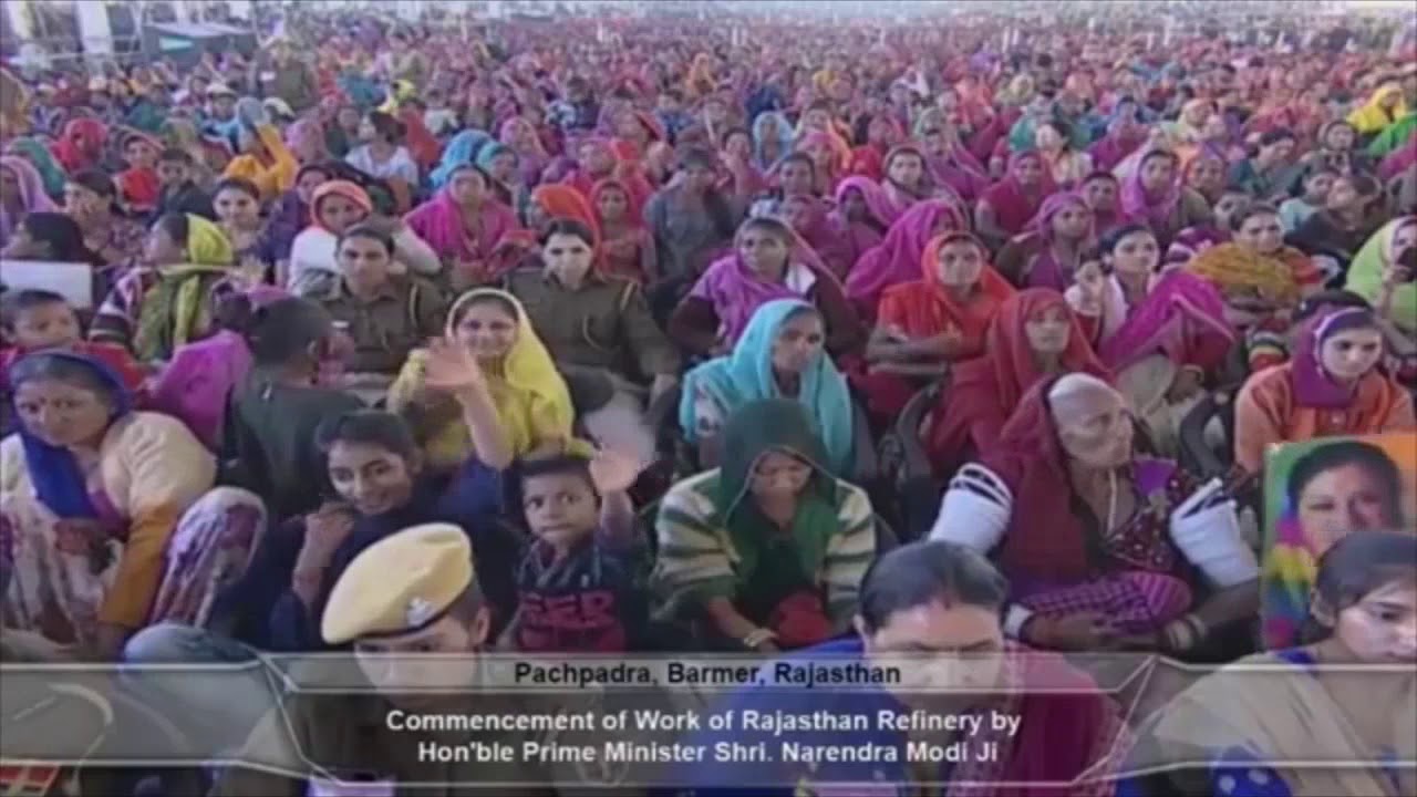 PM Shri. Narendra Modi addressing work commencement at Pachpadra, Barmer Rajasthan Refinery