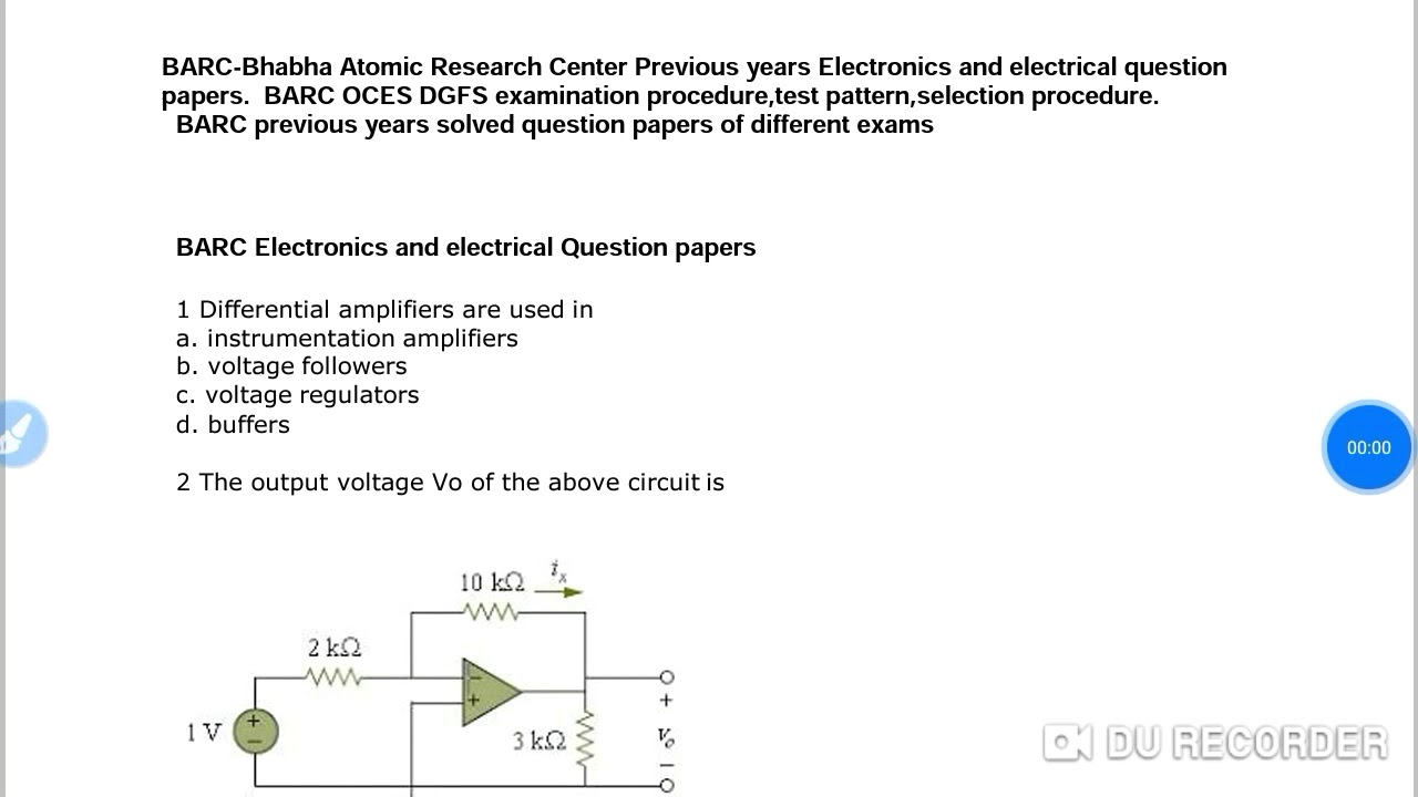 Barc previous year paper , question paper