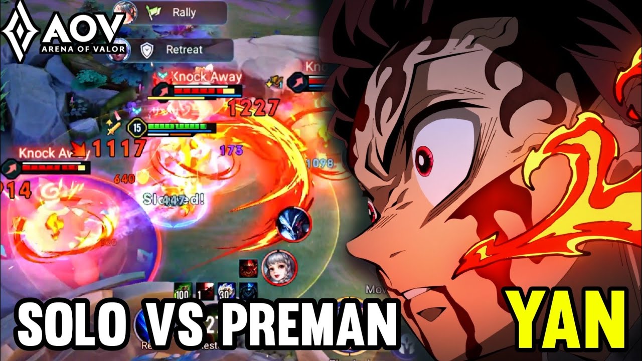 AOV : YAN/TANJIRO GAMEPLAY | SOLO VS PREMAN - ARENA OF VALOR LIÊNQUÂNMOBILE ROV COT