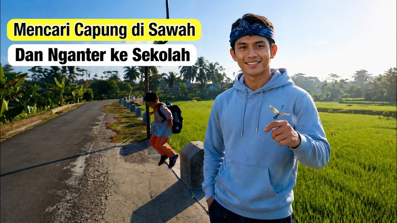 Nganterin Anak Berangkat Sekolah di Sebuah Desa di Tasikmalaya dan Lanjut Mencari Capung di Sawah