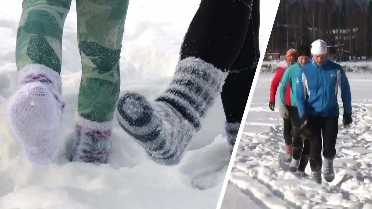 Why Are These Runners Only Wearing Socks in the Snow?