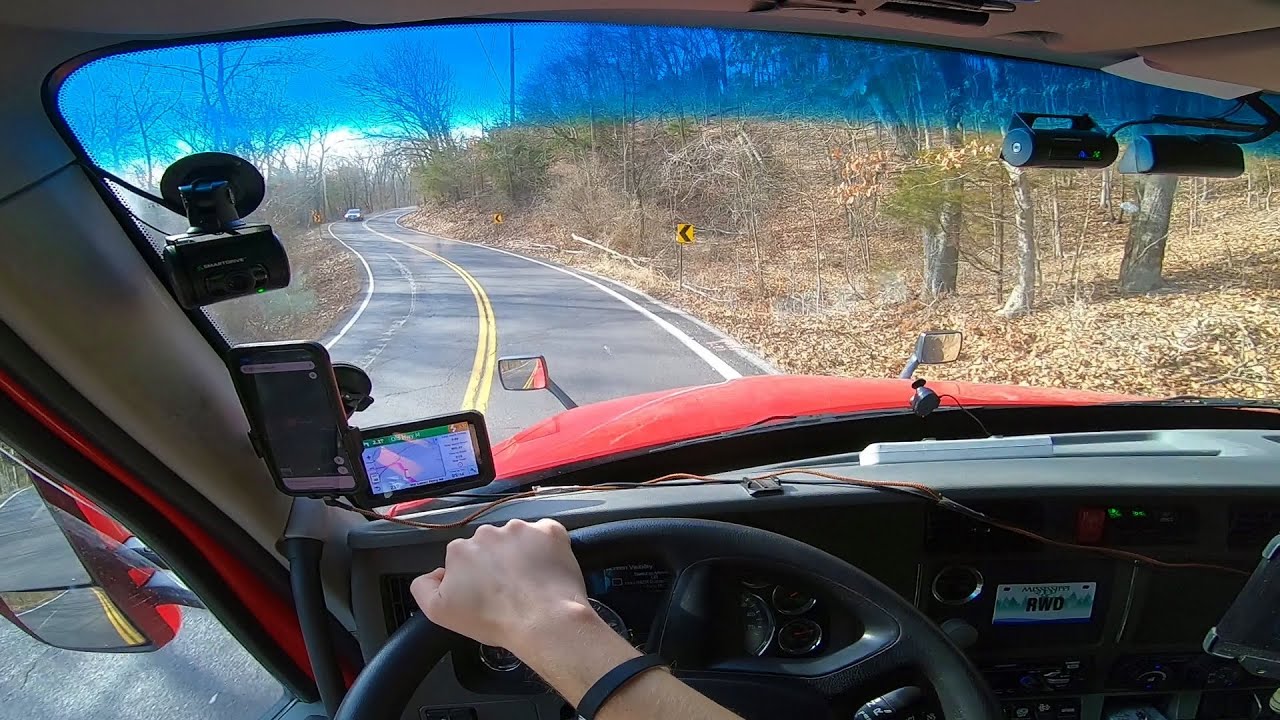 Trucking through twisty, hilly roads.   Rookie Trucking Life.