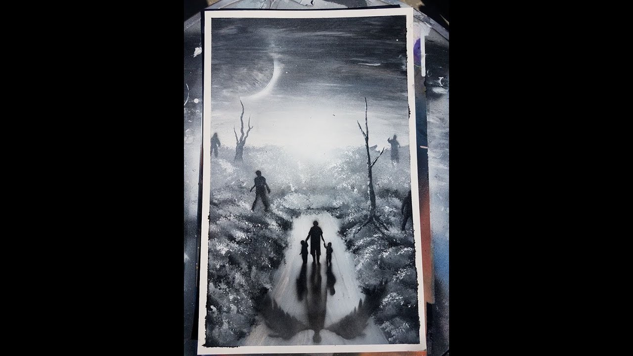 Spray Paint Art tutorial: the magic of Black and white spray paint