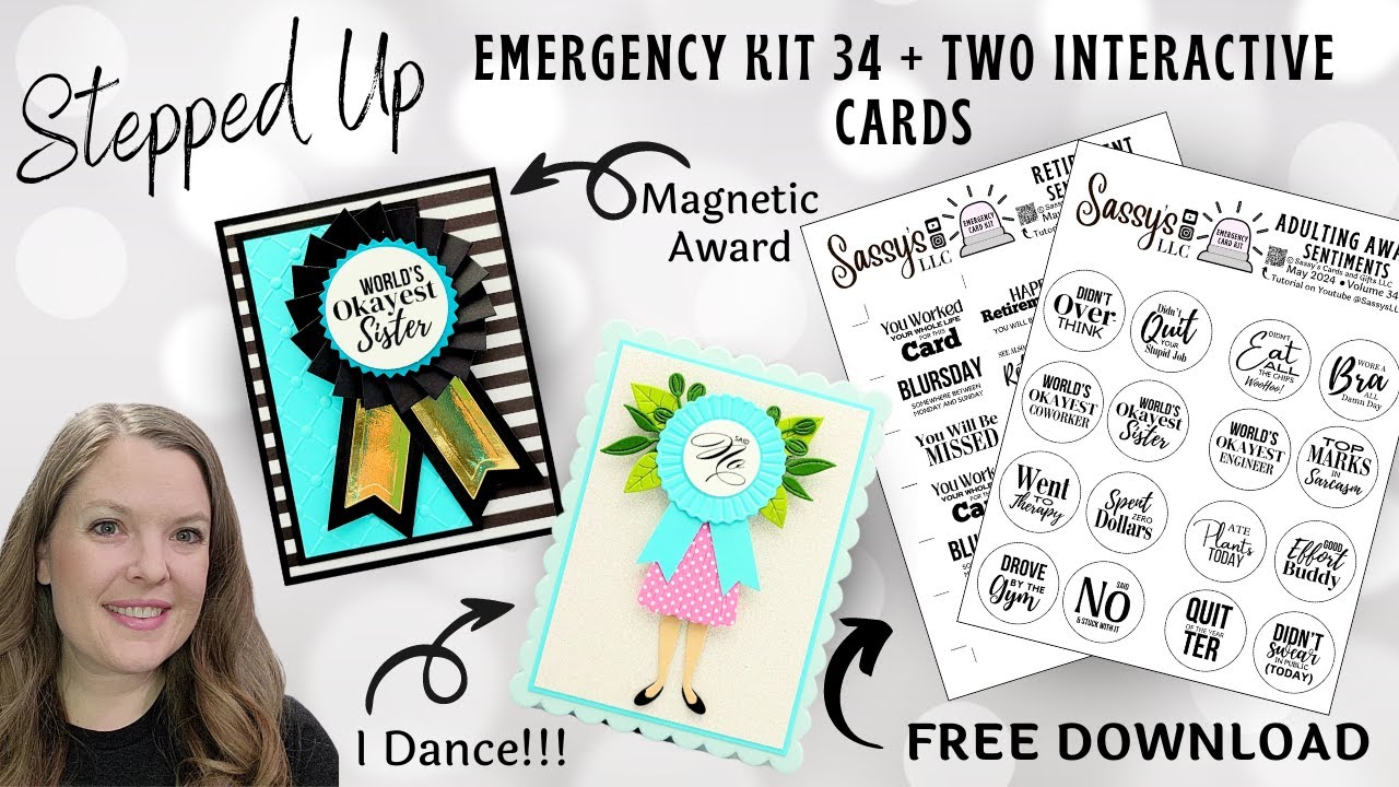 FREE PRINTABLE Stepped Up Adulting Awards and Retirement Sentiments V34: 2 Interactive Cards