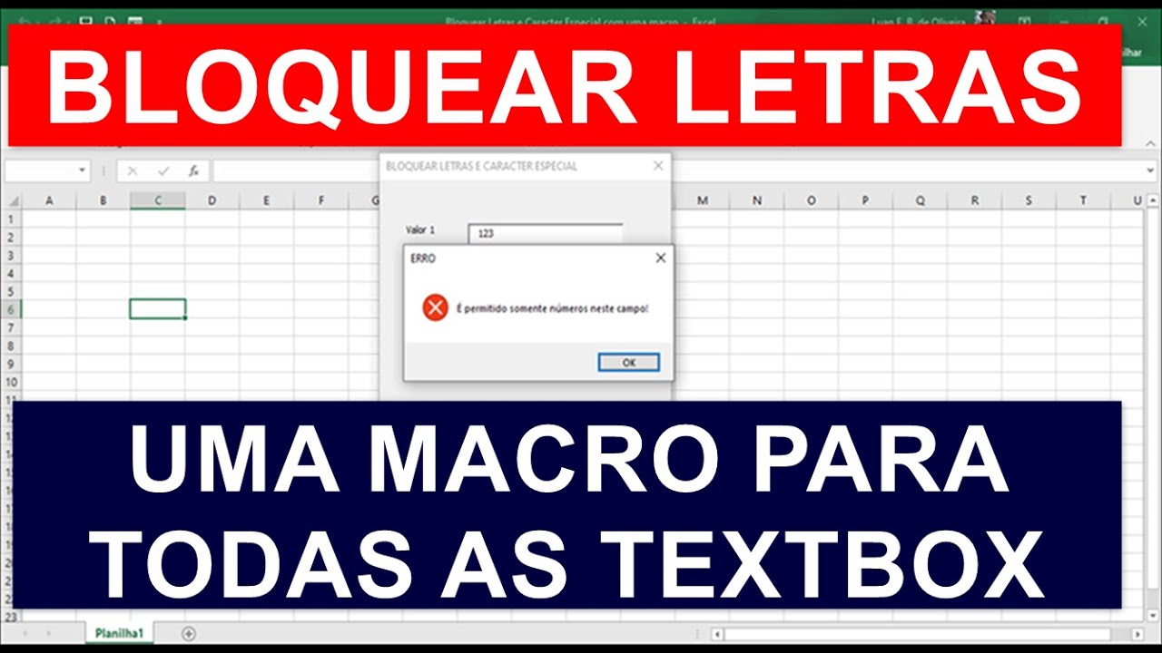 Permitir SOMENTE NÚMEROS em Textbox Excel VBA - Bloquear Letras