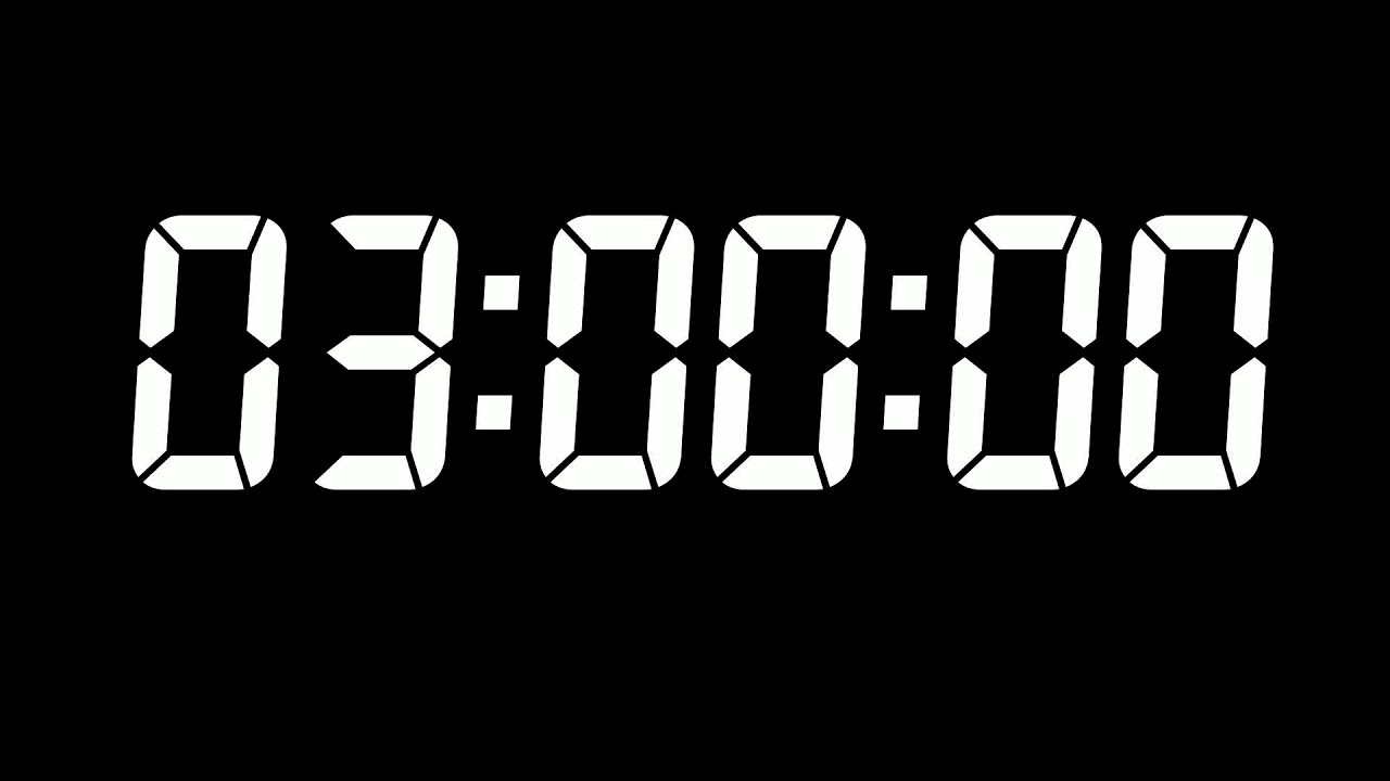 3 Hour White Digital Countdown Timer — Silent HD Study & Work Timer with End Alarm